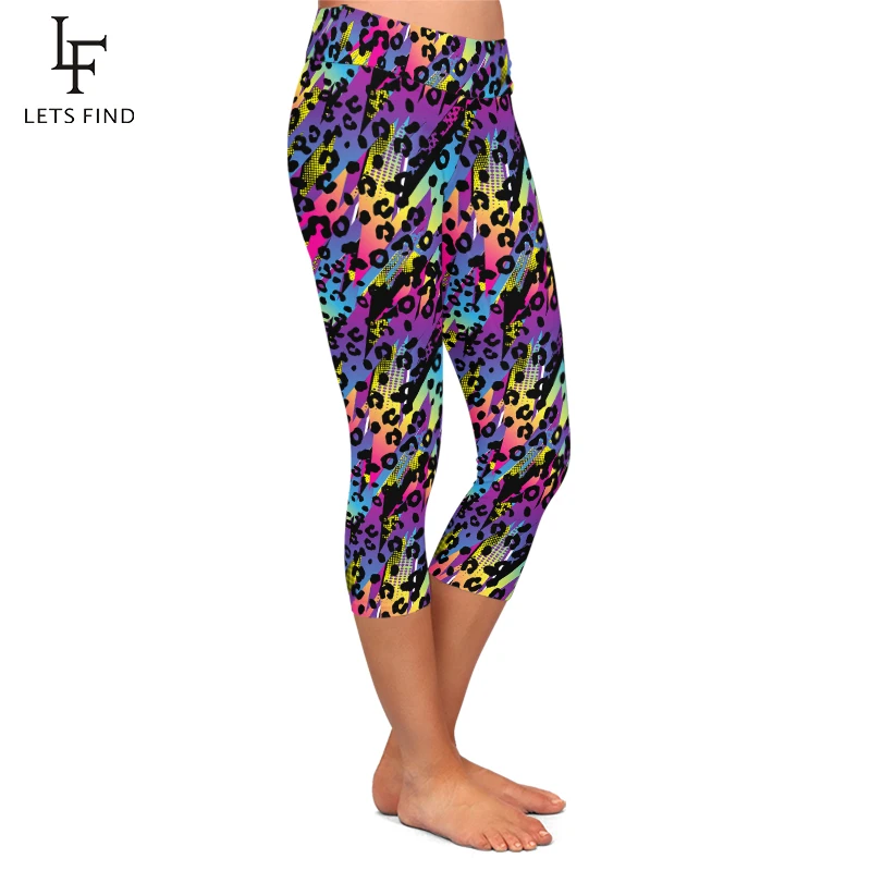 LETSFIND Summer New High Quaility Women Capri Leggings Fashion 3D Leopard Print Fitness Sexy Slim Stretch Mid-Calf 3/4 Pants