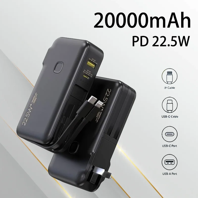 

Портативный внешний аккумулятор 10000 мАч/20000 мАч, 22.5 Вт, со встроенной вилкой, быстрая зарядка, легко носить с собой для кемпинга на природе