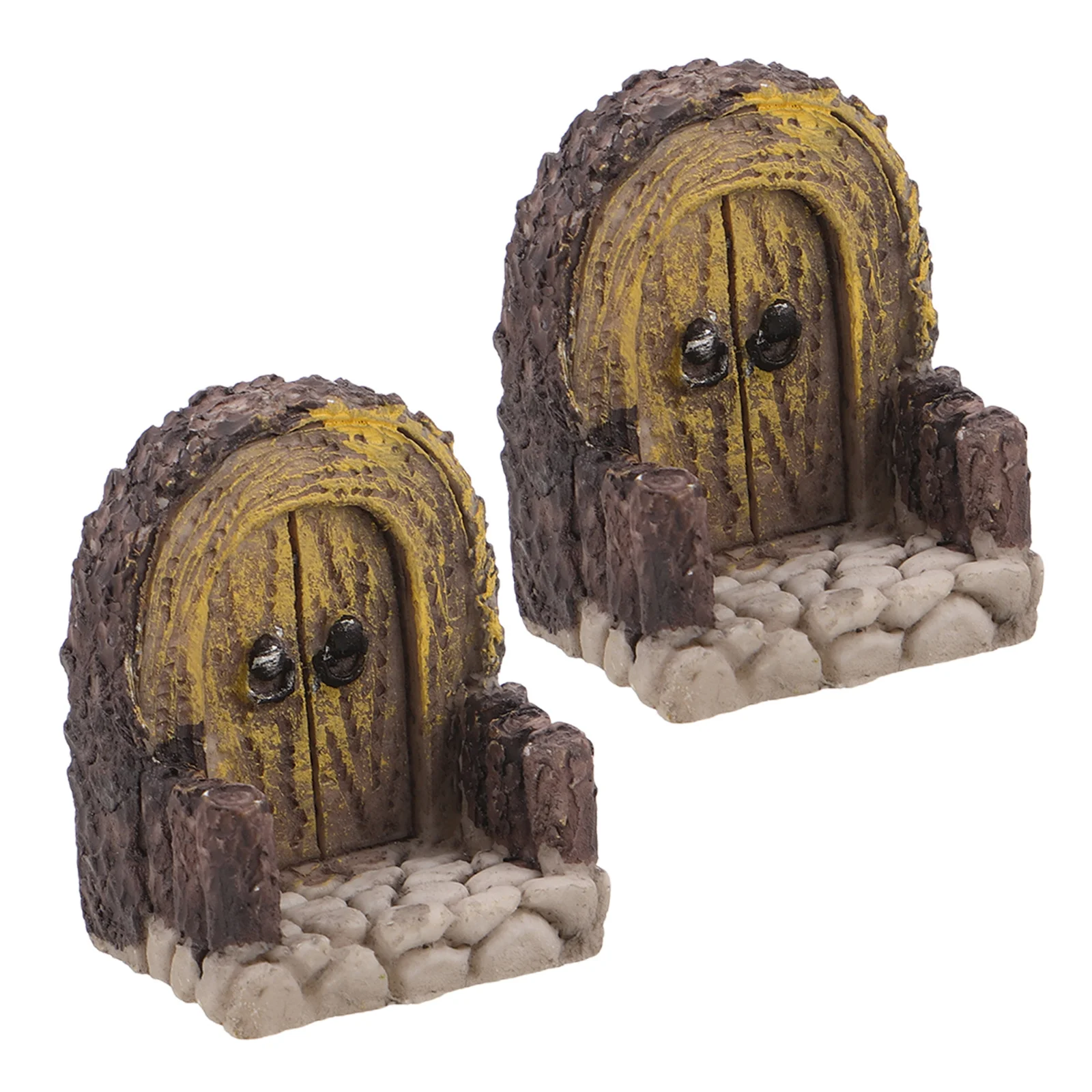 

2Pcs Miniature Fairy Door Natural Wood Texture Arched Design for Garden Micro Landscape Bonsai Yard Decor Outdoor