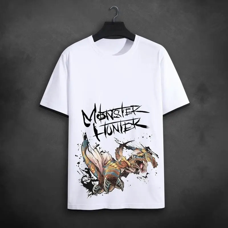 Monster Hunter World Odogaron Grafik-T-Shirt, Bloodhound Wyvern Kunstdruck, weißes Baumwoll-T-Shirt für Gamer und Anime-Fans – Detail 16
