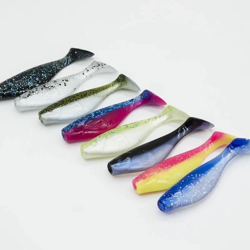 5PCS  6cm T-tail soft worm | Sinking fish-shaped body Slow sinking with wobbling action  Searches all water layers