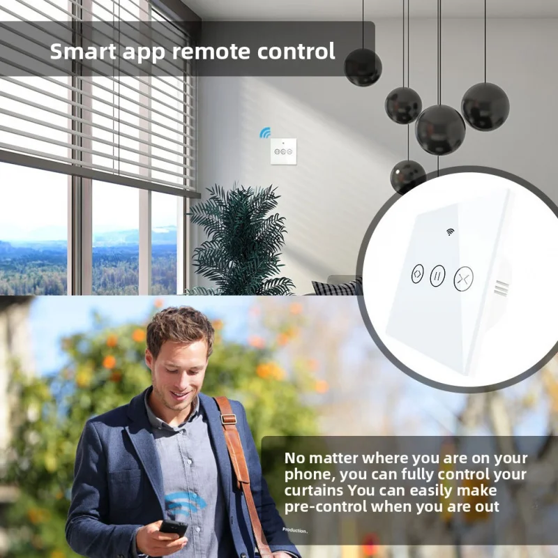 Saklar Tirai WiFi - Kontrol Jarak Jauh Aplikasi Tuya, Kompatibel dengan Motor Dinding