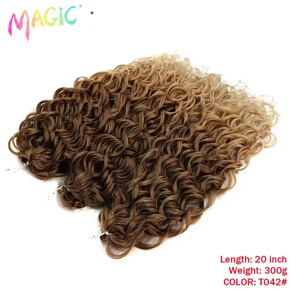 Magic Ombre Water Wave Häkelhaarverlängerungen, 20 Zoll, synthetisches lockiges Flechthaar, 3 Stück, braun, blond, Ombre für schwarze Frauen – Detail 13