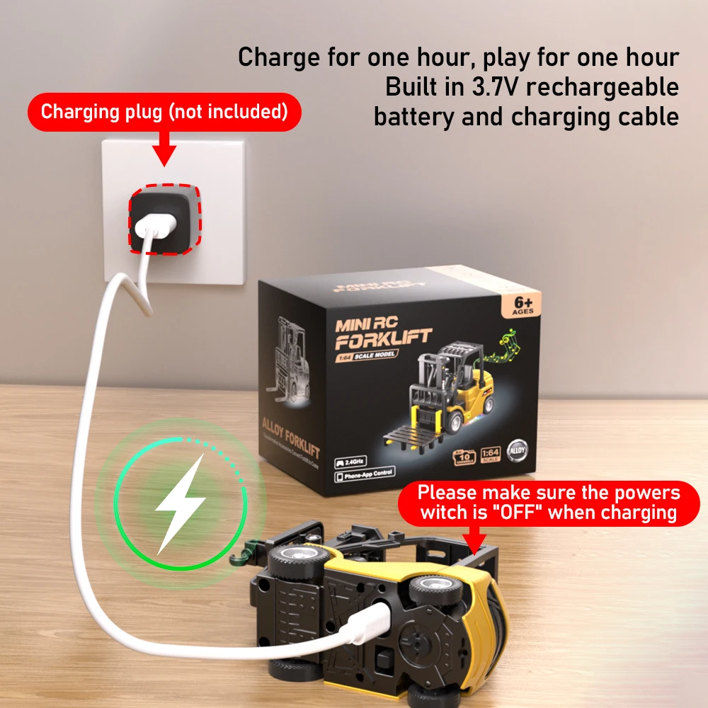رافعة شوكية ومقطورة من خليط معدني للتحكم عن بعد 1:64، لعبة هندسية لتطبيق بلوتوث 2 في 1، نموذج محاكاة سيارة هدية مثالية للأطفال #4