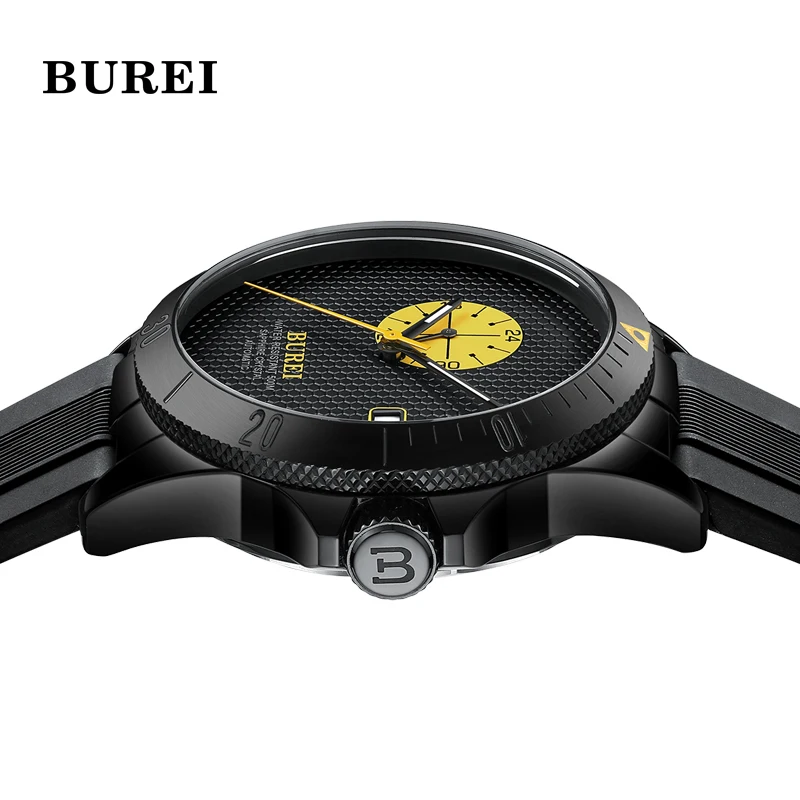 キャブレター-男性用自動機械式ダイバー時計、黄色の槌で打たれたゴムバンド、ヴィンテージサファイア、42mm、500m、新しい