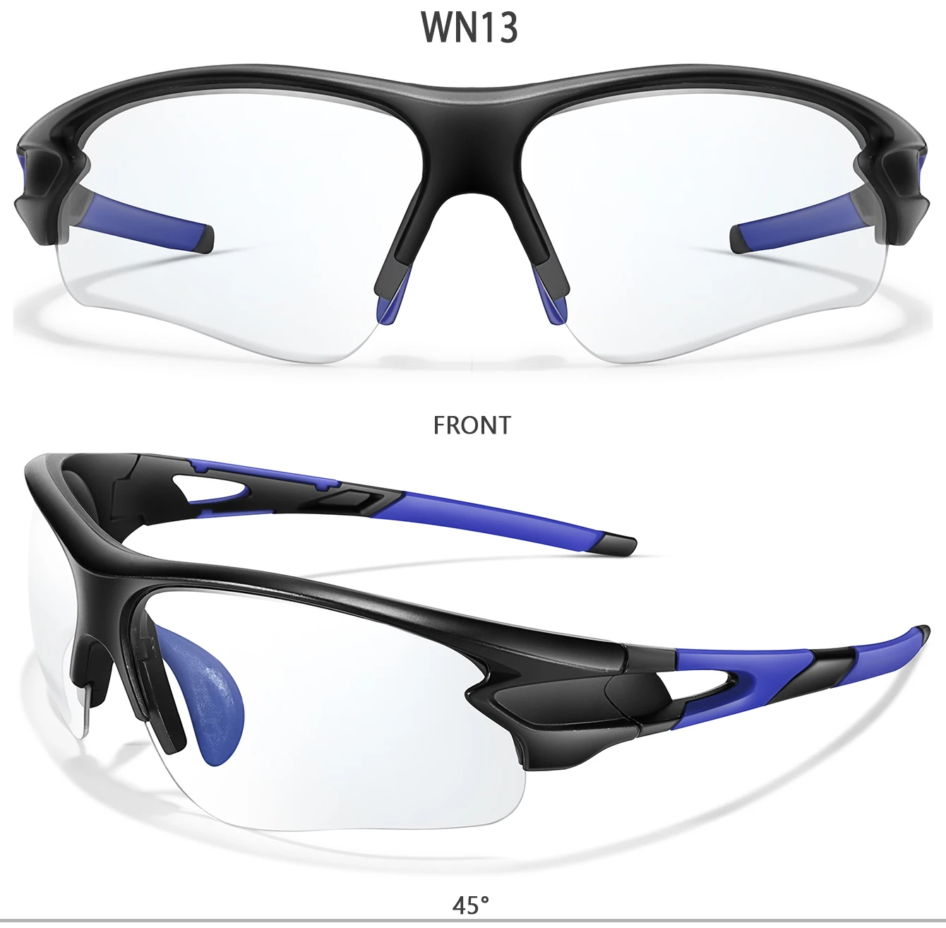Photochrome Sport-Sonnenbrille für Herren und Damen – Modische Halbrahmen-Brille für Radfahren, Laufen und Wandern – Detail 7