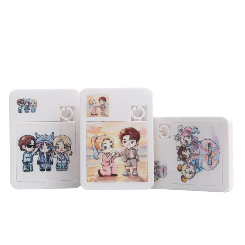 Personalized Customized 5-Piece Huarongdao Puzzle Couple Photos And Children'S Photos Customized Flat Sliding Puzzle Keychain
