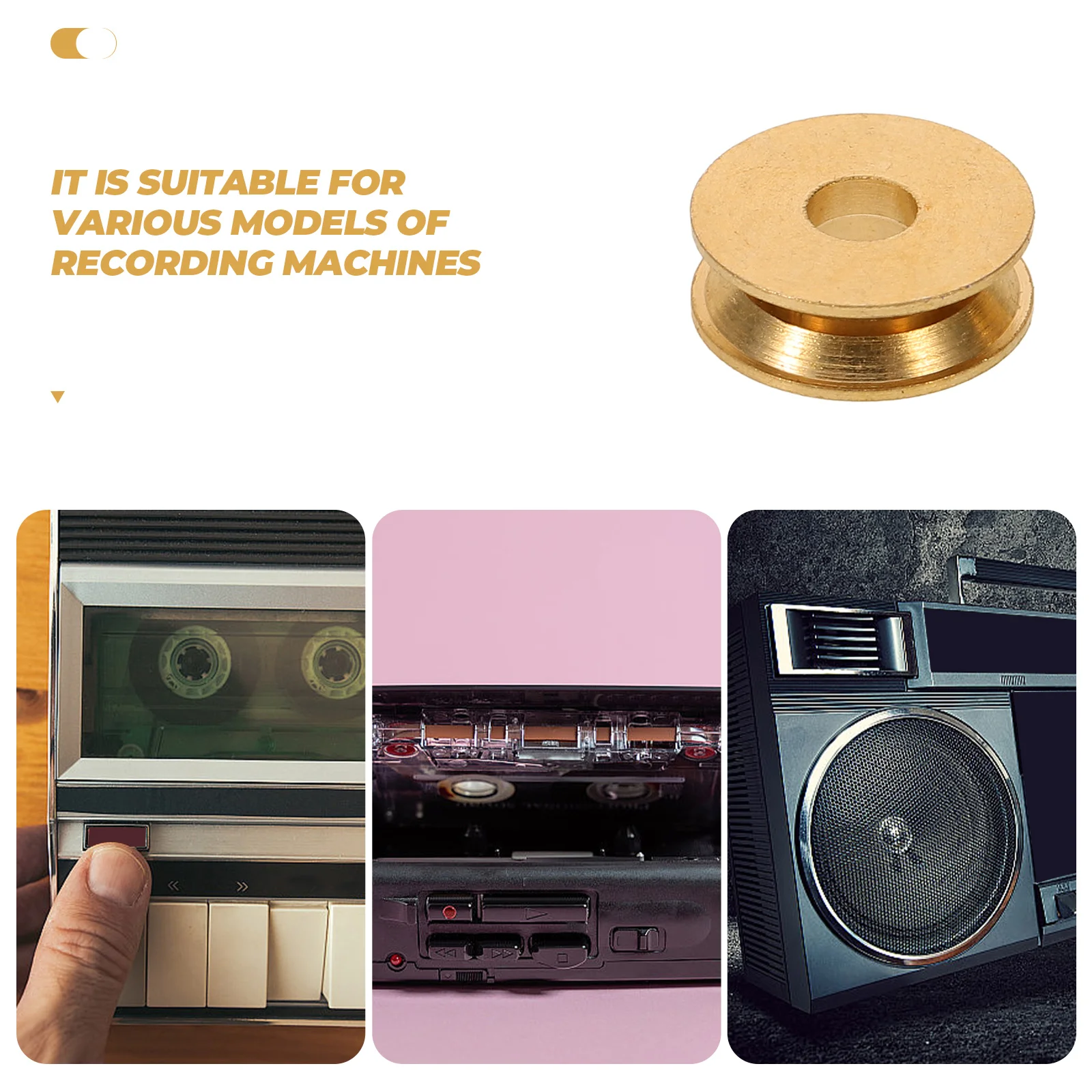 

10 Pcs Cassette Recorder Pulley Belt Wheel Drive Mechanism Tape Deck Audio Player Recording Device V Groove Motor Transmission