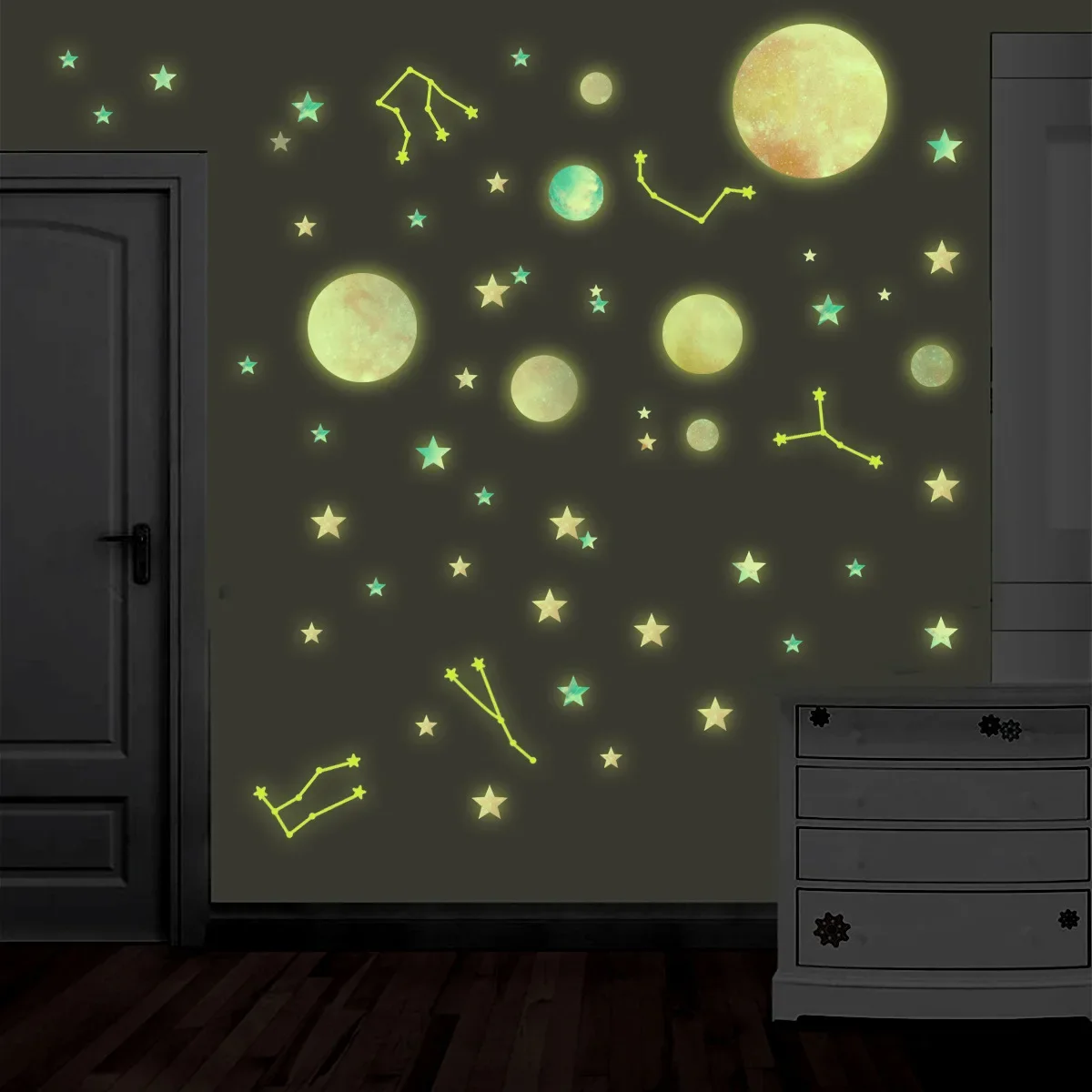 

New Cosmic Galaxy Luminous Wall Decal Living Bedroom Children's Room Decorative One Set of 3pcs