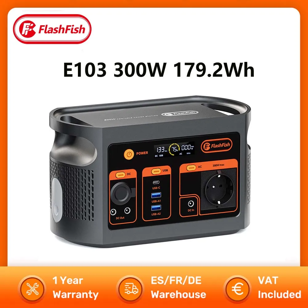 FF FlashFish E103 300W Power Station 179.2Wh LiFePO4 Battery Pure