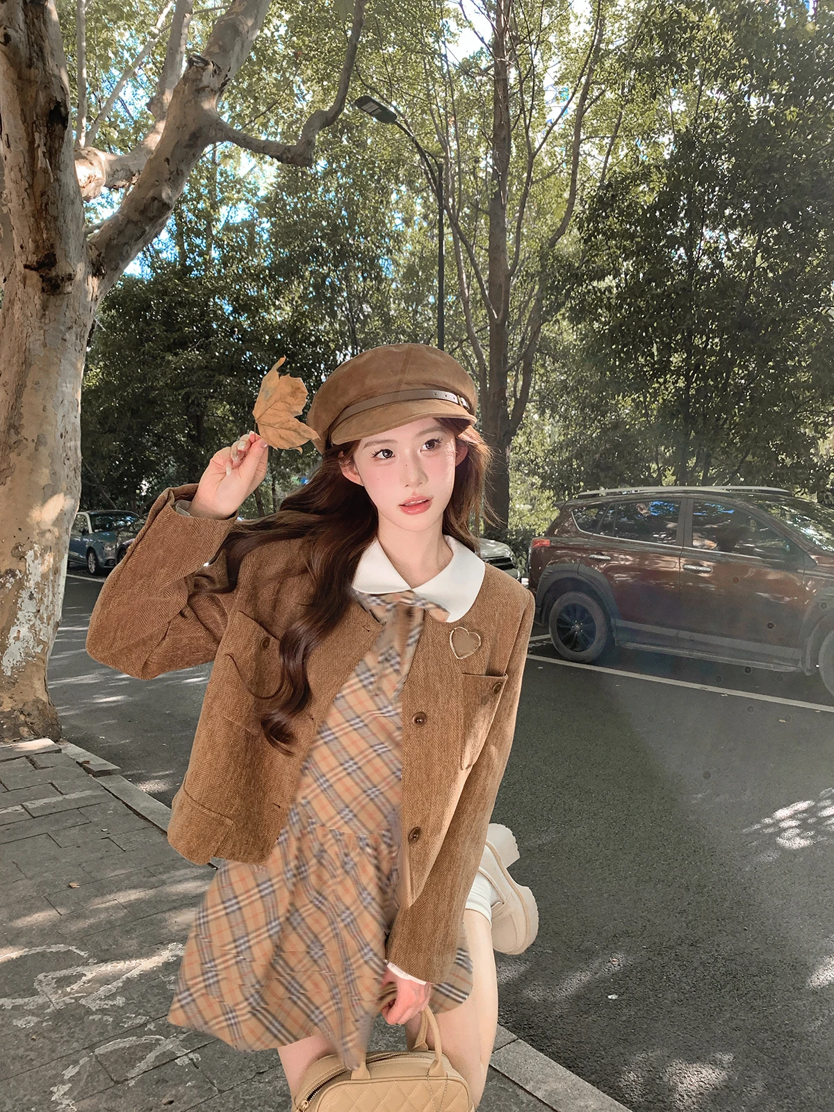 

Женская осенняя верхняя одежда Mochi Caramel в винтажном стиле, с длинными рукавами, из 100% хлопка, премиум-класса.