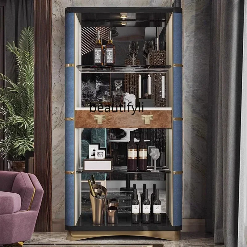 

YH03 Light luxury glass wine cabinet, dining room locker, Italian living room, post-modern high-end partition room, hall bookcas