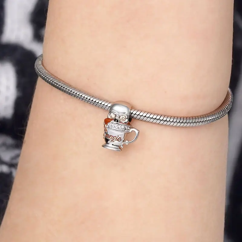 New 925 Sterling Silvering Coffee ice cream Charm of ley 925 Chain Beaded Fit Original Pandora Bracelet DIY Ladies Jewelry