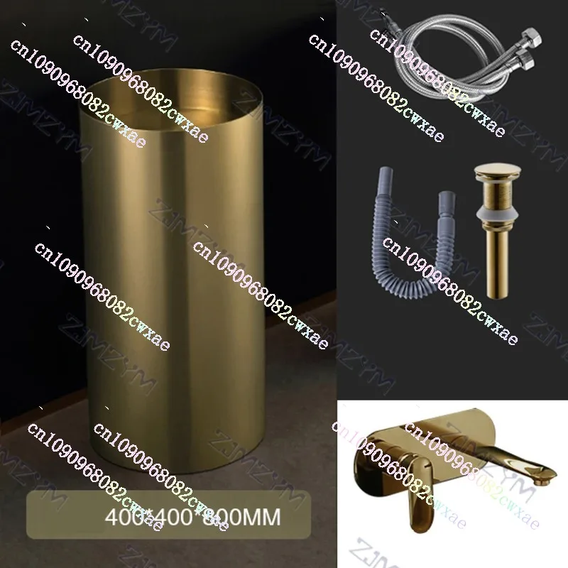 Stainless Steel Wash Basin Floor-standing+Faucet+Copper Drain+Drain Pipe+70CM Inlet Pipe Light Luxury Bathroom Basin 80*40CM