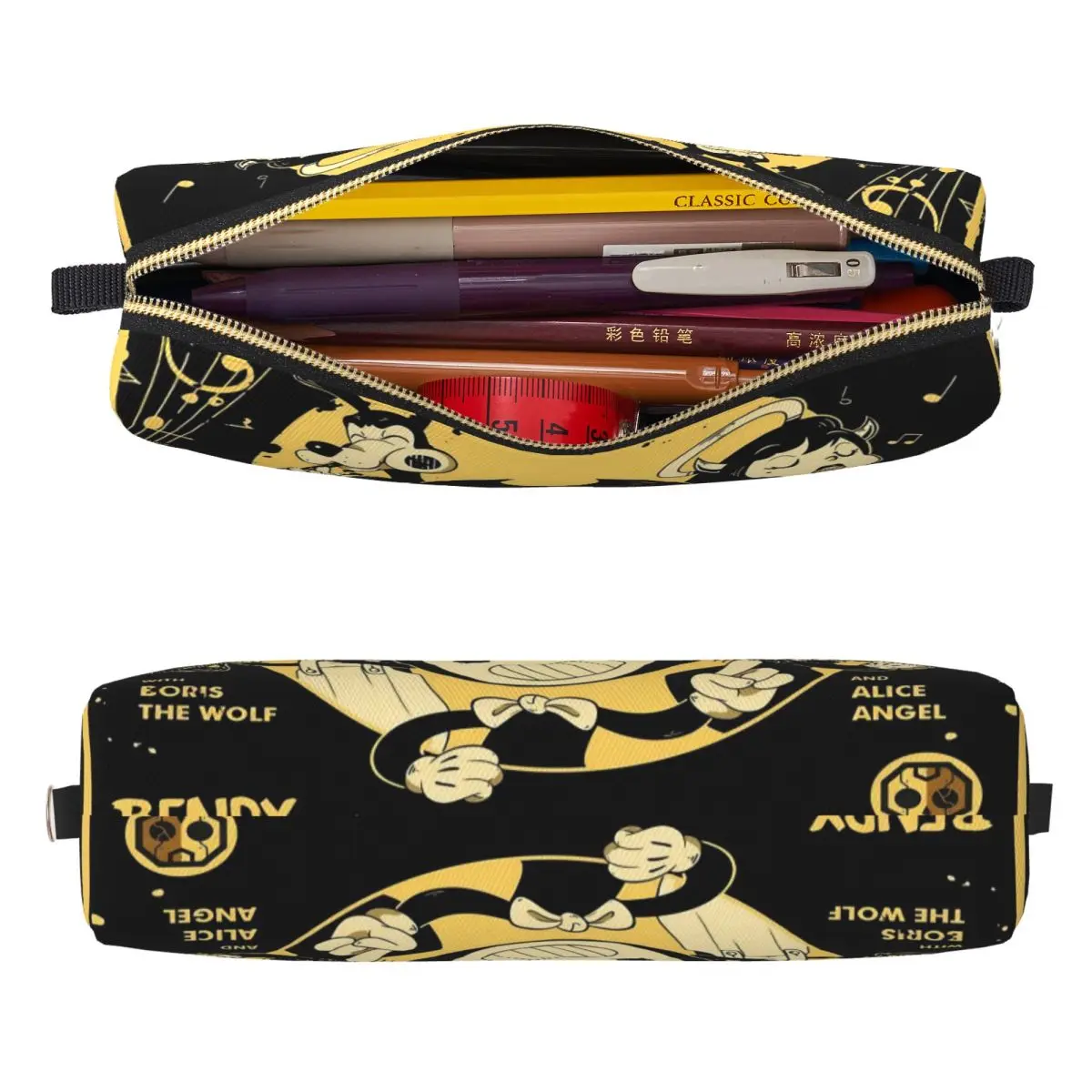 New Bendy And The Dark Revival Pencil Case Games Band Pencil Pouch Pen Box for Student Bag School Supplies Zipper Stationery