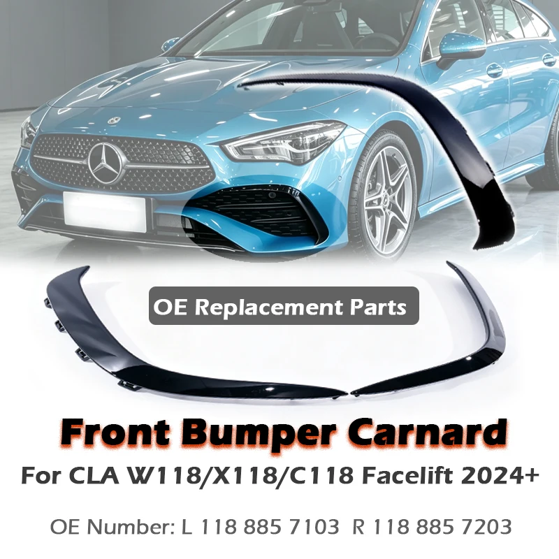 For Mercedes Benz CLA W118 LCI For AMG Front Bumper Left Right Grille Spoiler Canard Fog Lamp Gloss Black 1188857103 1188857203