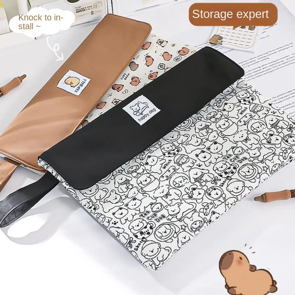 Carpeta de archivos de capibara tamaño A4, organizador de archivos de capibara de tela de gran capacidad, bolsa de almacenamiento de capibara de perro de dibujos animados lavable