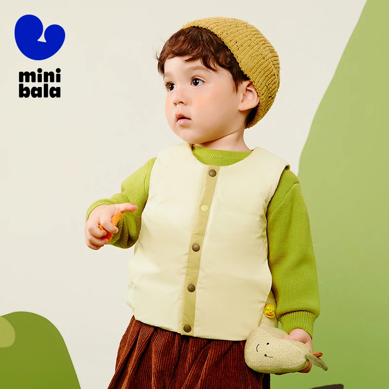 

Двусторонний жилет Mini Bala для детей 2025, зимний водонепроницаемый ветрозащитный теплый жилет для малышей