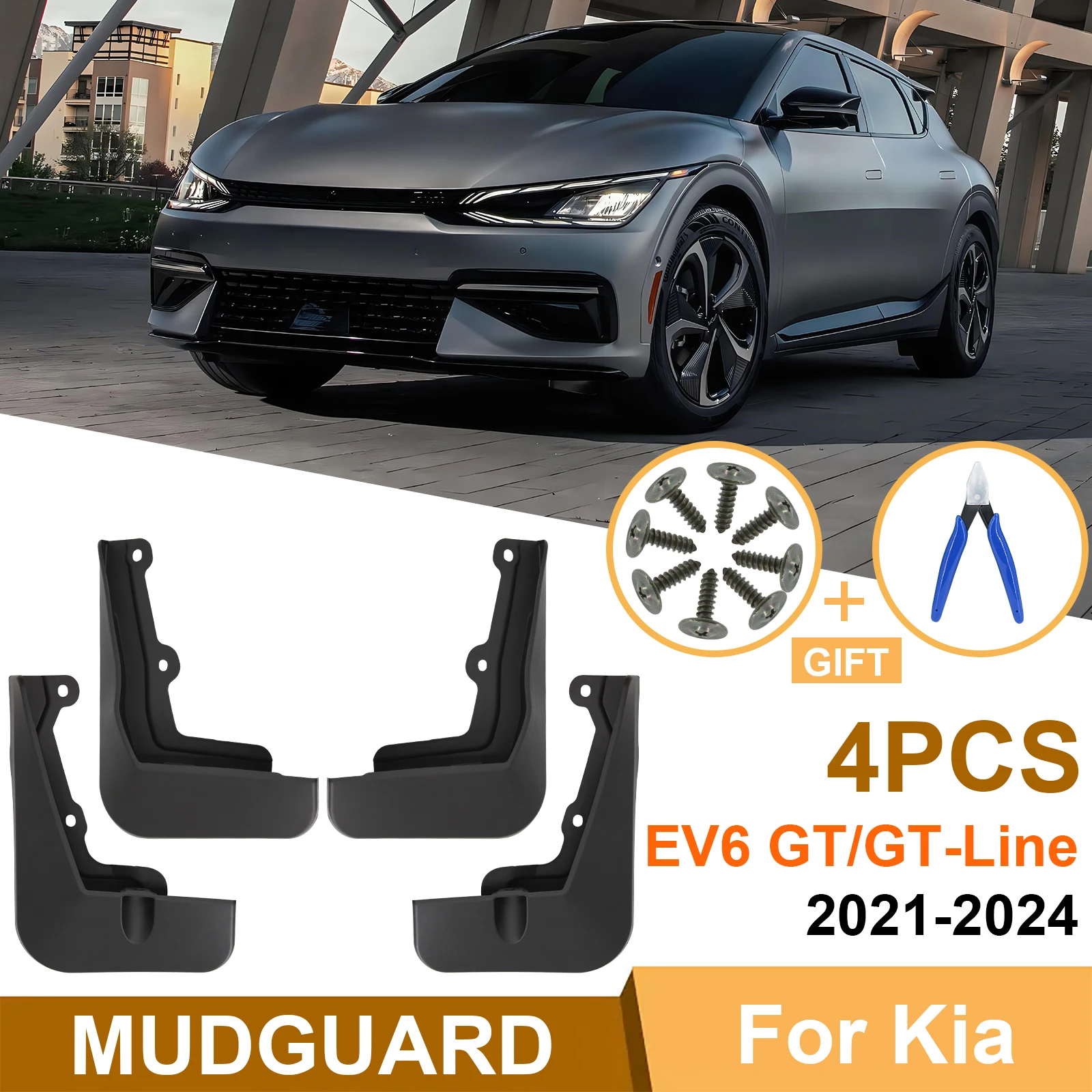 Car Mudflaps For Kia EV6 GT GT-Line GT Line CV EV 2021 2022 2023 2024 Splash Guard Fender Mudguards Front Rear Mud Flaps Molded