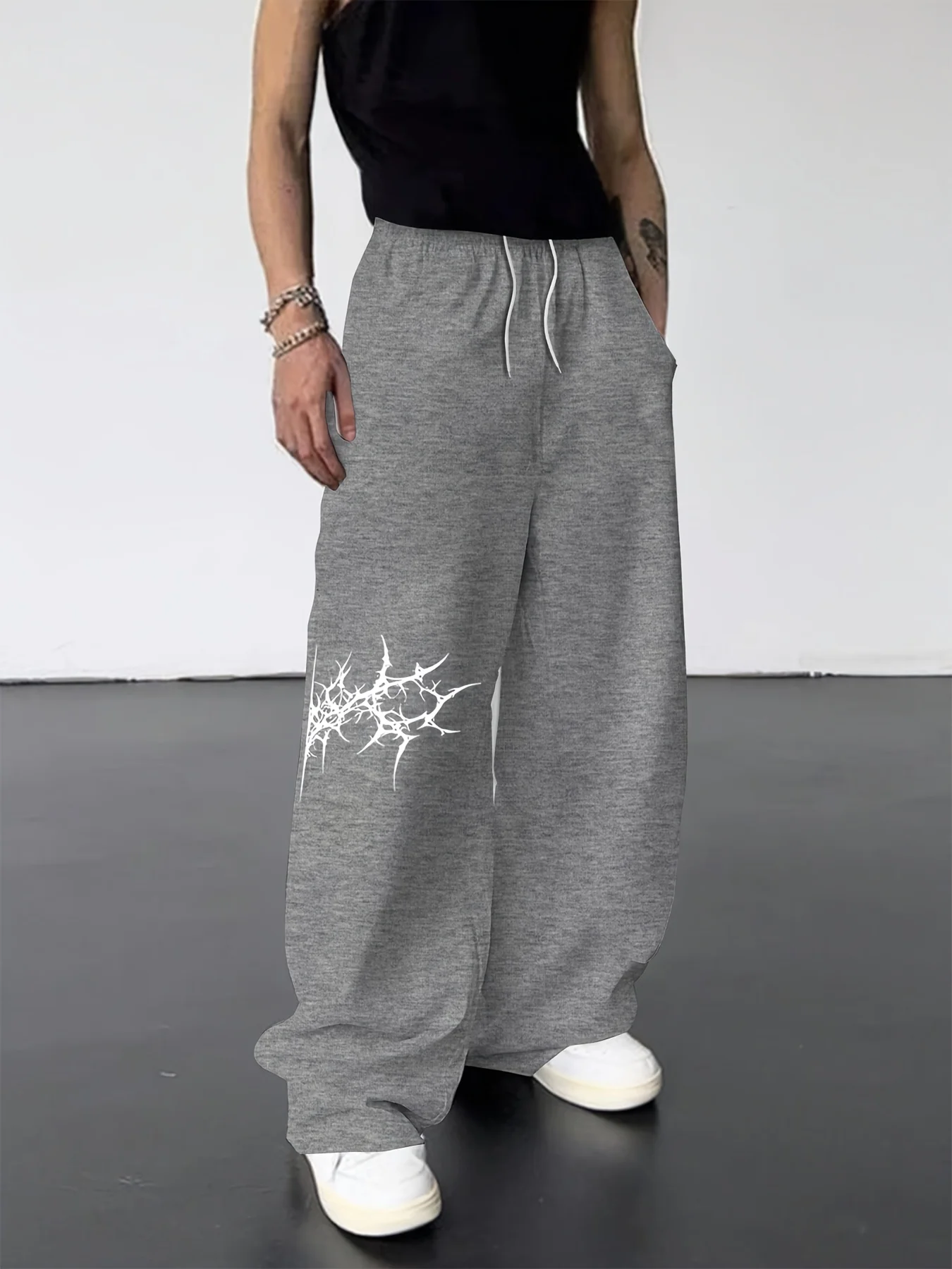 

Men's sweatpants with elastic drawstring waistband casual pants suitable for fitness and daily wear minimalist style men's pants