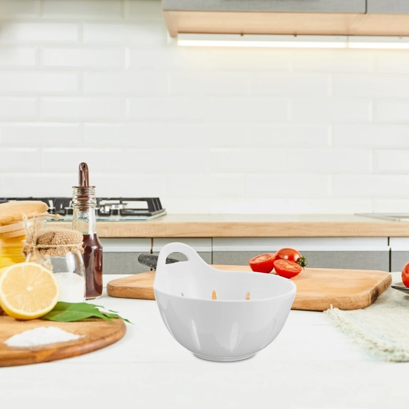 

6 Inch Ceramic Fruit Bowl with Drainage Holes Scandinavian Basket for Countertop Fruit Vegetable Washing