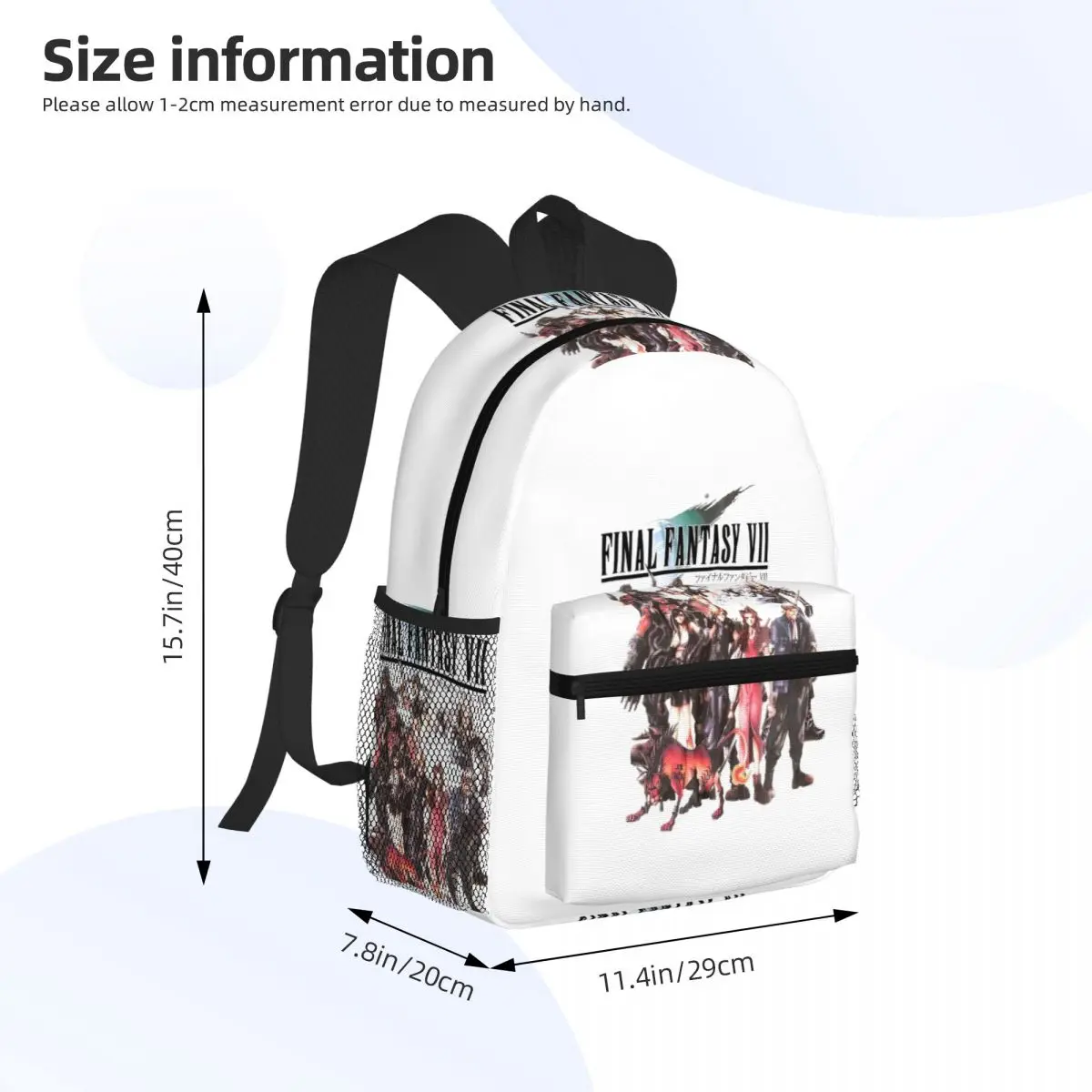 Final Fantasy VII Group Student Backpack School Bag Hiking Travel Daypack for Boys Girls Bookbag Shoulder Bags
