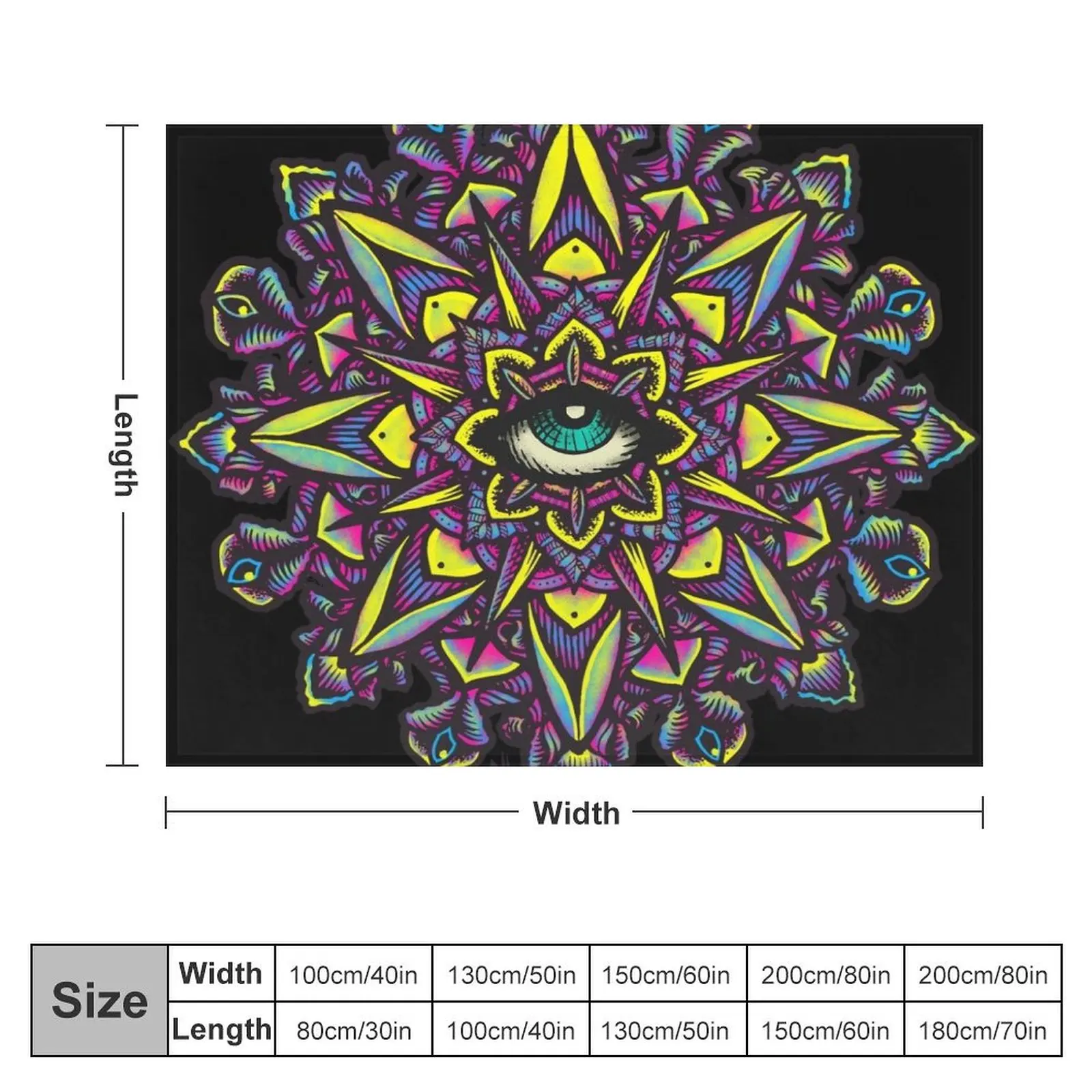 Dharma Wheel Neon Mandala Eye Throw Blanket Hairys Winter beds for babies Travel Blankets