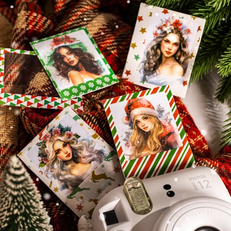 15 Uds pegatinas lindas personaje Polaroid tiempo Navidad collage papelería por paquete cuenta decoración álbum de recortes nieve 144*96mm