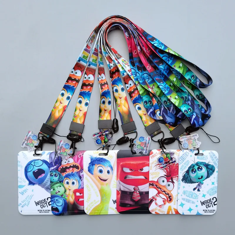 1 set Disney Inside Out-kaarthoesjes Kaartkoord Sleutelkoord Cosplay Badge ID-kaarten Houders Nekbanden