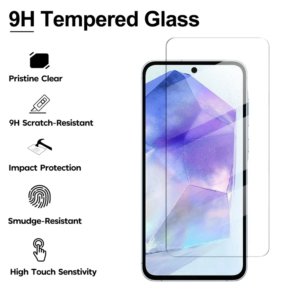 5Pcs Tempered Glass For Samsung Galaxy A55 A15 A25 A05S A53 A34 A24 A54 A14 HD Screen Protector Cover For Samsung A15 A55 Film