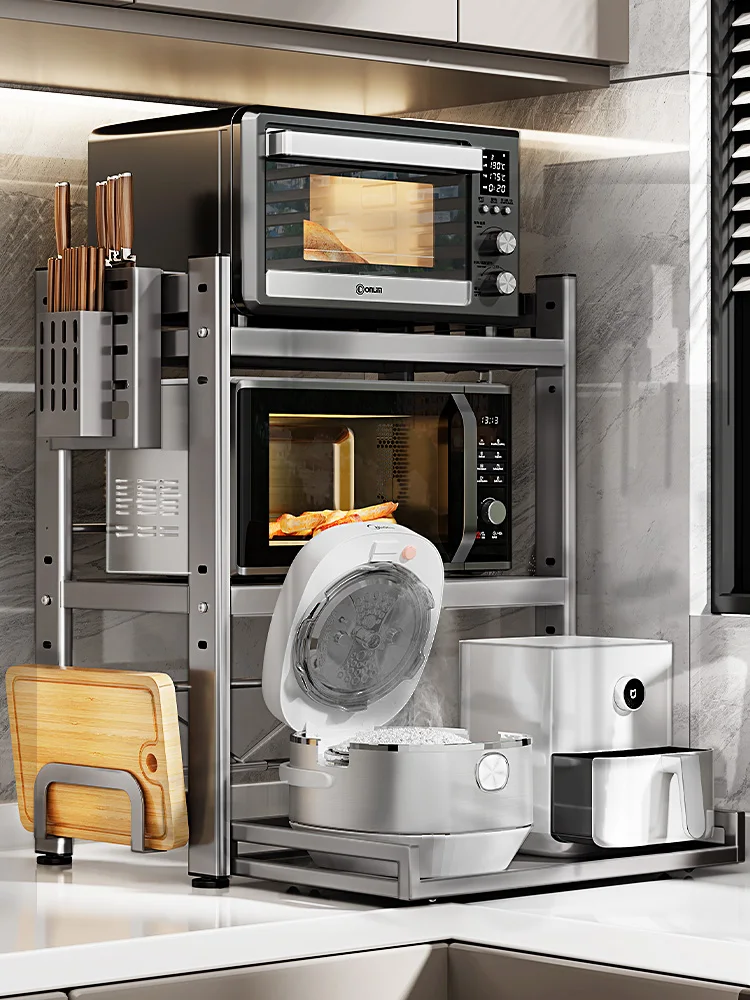 Etagere-de-cuisine-pour-four-a-micro-ondes-support-de-four-multifonctionnel-extractible-a-trois-couches-cuiseur-a-riz-support-de-rangement-pour-friteuse-a-air