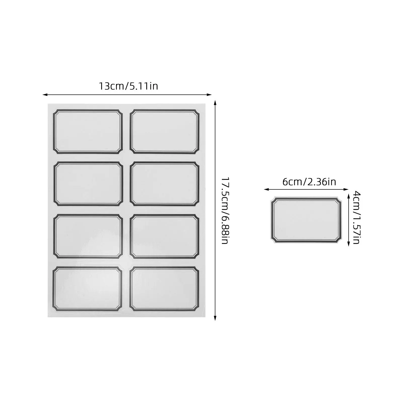 40Sheets Clear Transparent PVC Adhesive Label Stickers Rewritable Reusable Cuttable for Home Office School Packaging Storage