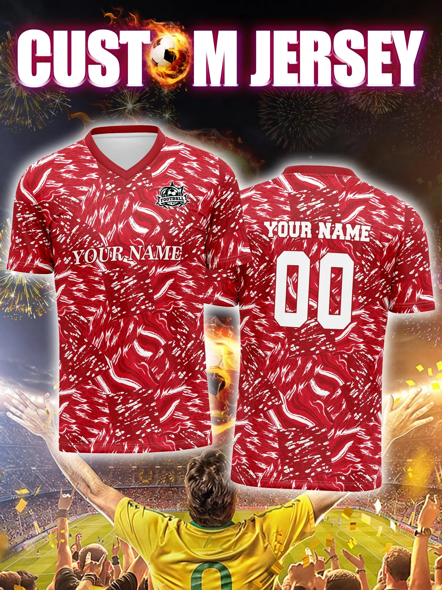 

Спортивная футболка с V-образным вырезом для взрослых и детей, с индивидуальным именем и номером, быстросохнущая, модная, с сублимационной печатью, 2026