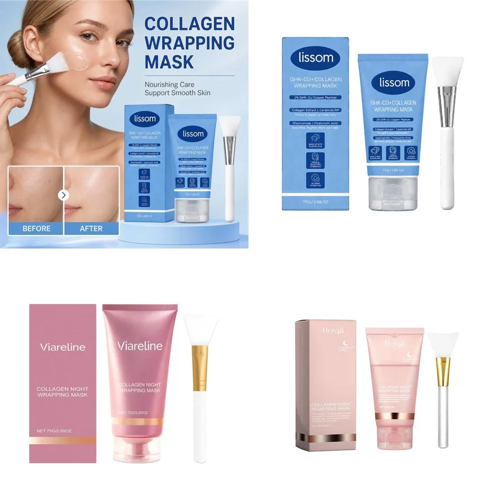 Blue Copper Peptide Collagen Firming Facial Mask Collagen Tearing Facial Mask Moisturizes Facial Skin Daily Cleaning Hydration