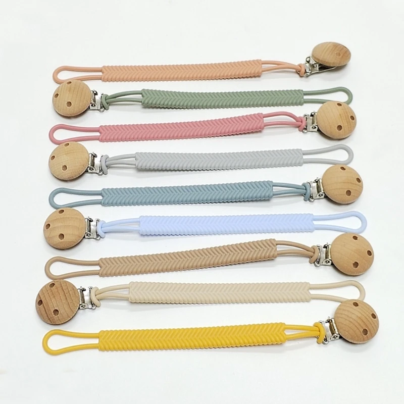 Silicone Pacifier Clip Long Pacifier Holder Clips for Baby Boys & Girls Soft Flexible Pacifier Leash Newborn Shower Dropship