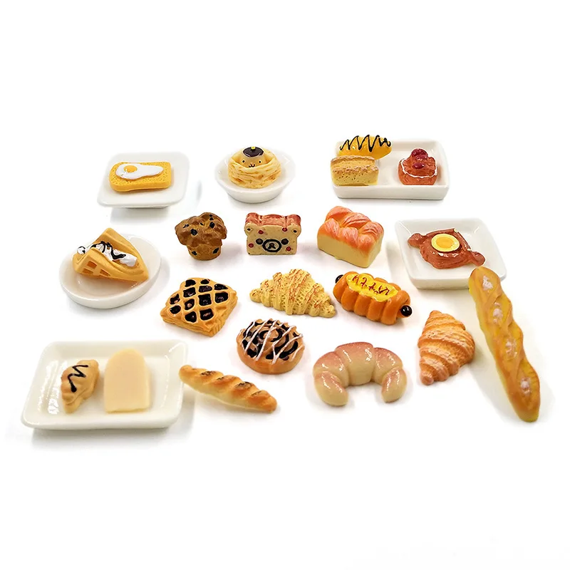 10pcs Mini Bread Miniature Figurine Similated Party Food Model Cake Snack Home Decor Fairy Garden Decoration DIY Accessories