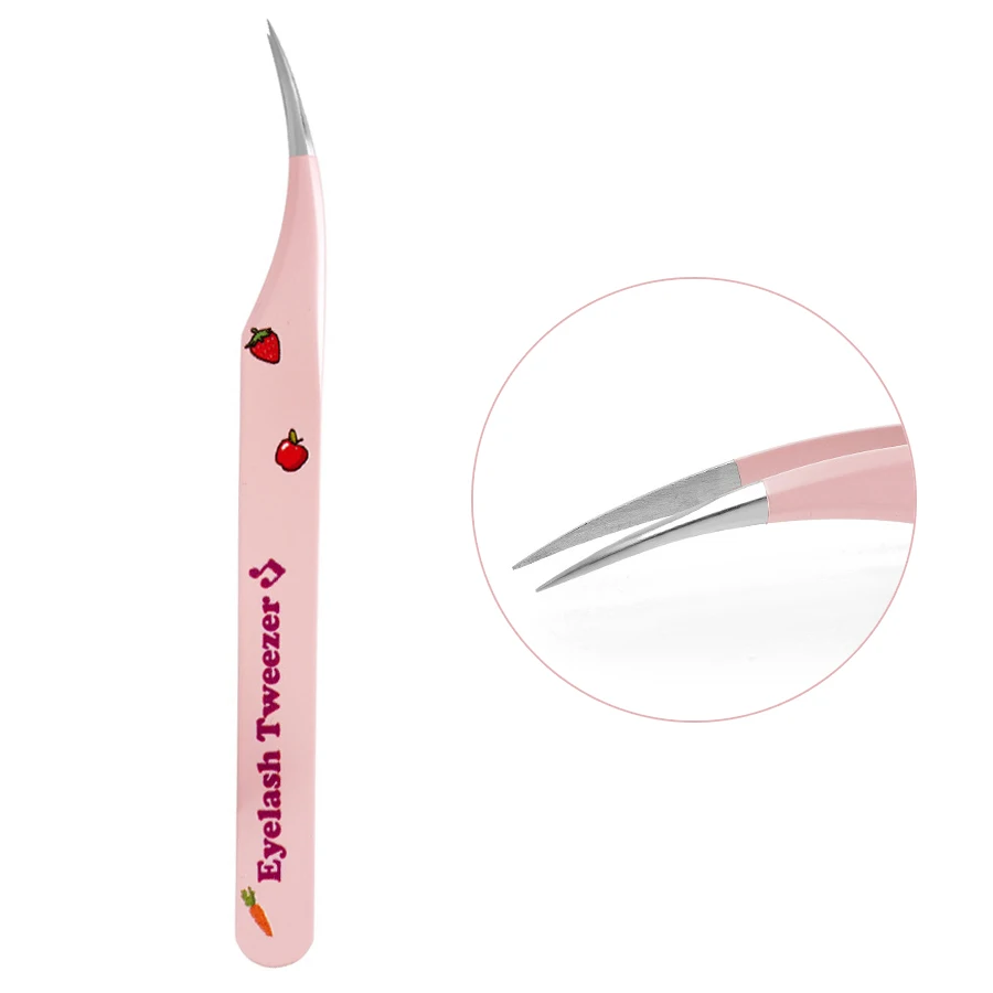 High Precision False Eyelashes Tweezer for Lash Extensions, Nail Rhinestones Pick Up, With Cute Strawberry Design