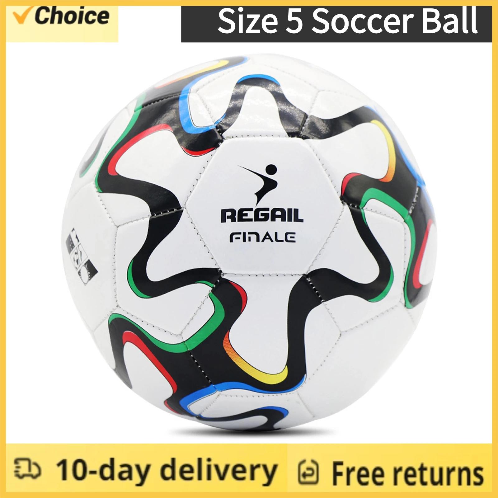 For Youth Size 5 Soccer Ball PVC Machine Stitched Football for Sports Training Match Game Outdoor Sports Match