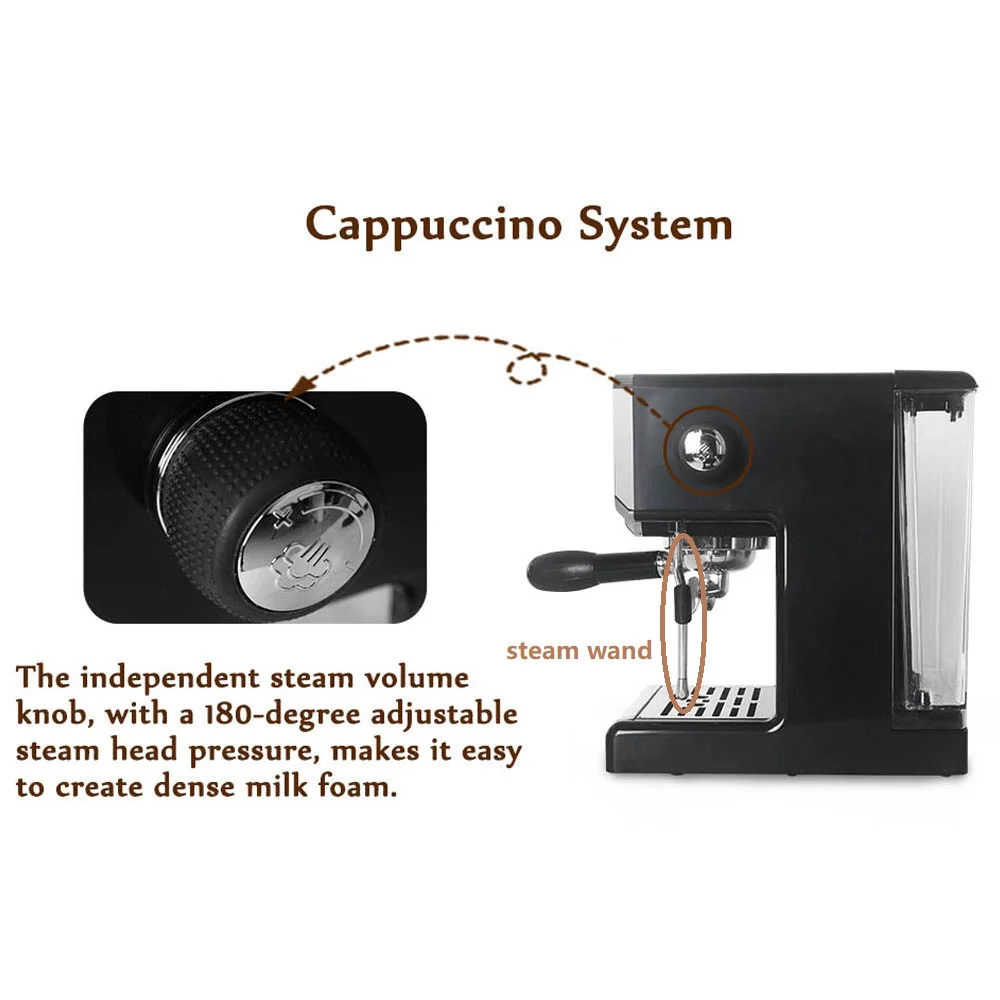 CRM3605 caffettiera macchina da caffè Espresso semiautomatica 15Bar Cappuccino Latte schiuma caffettiera 58mm portafiltro ITOP