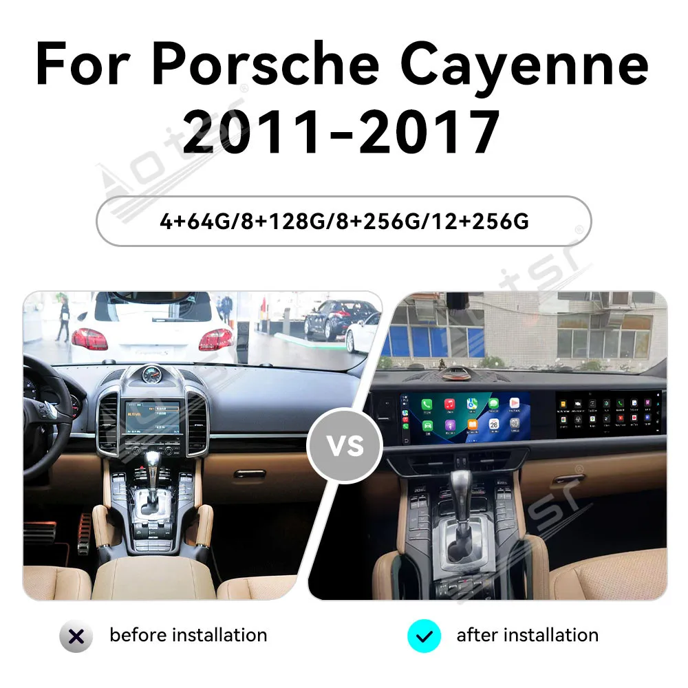 

Двухэкранный 12.3-дюймовый мультимедийный проигрыватель с Android 13 и CarPlay для Porsche Cayenne 2011-2017, сенсорный экран, GPS-навигация, поддержка 4G SIM.