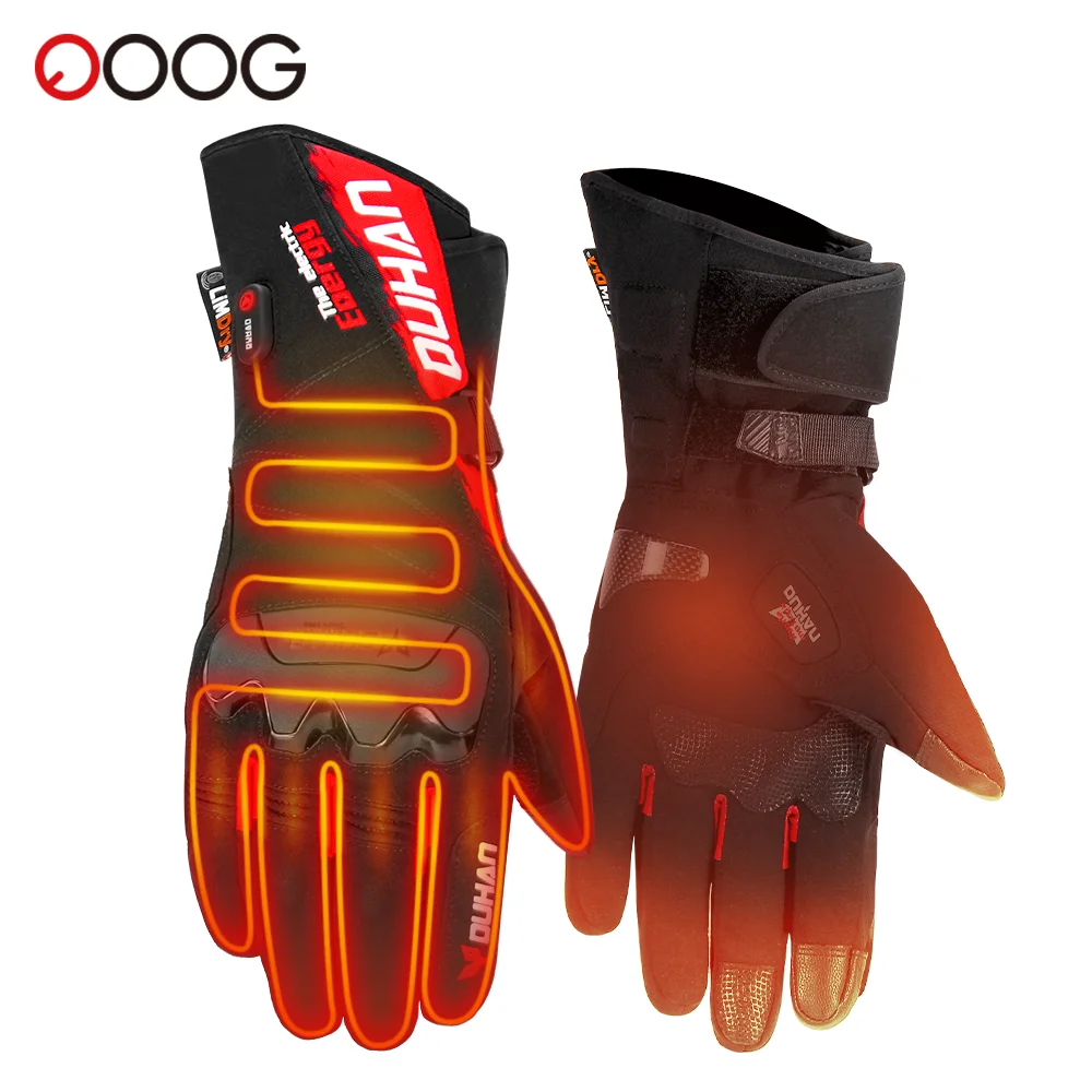 Winter Heated Gloves Lithium Battery Powered Motorcycle Heating Gloves Thermal Waterproof Touch Screen Snowmobile Skiing Gloves