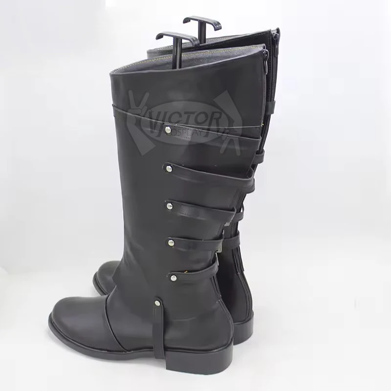 Scarpe cosplay Vergil Scarpe in pelle PU nere Stivali di carnevale di Halloween Accessorio per costume cosplay