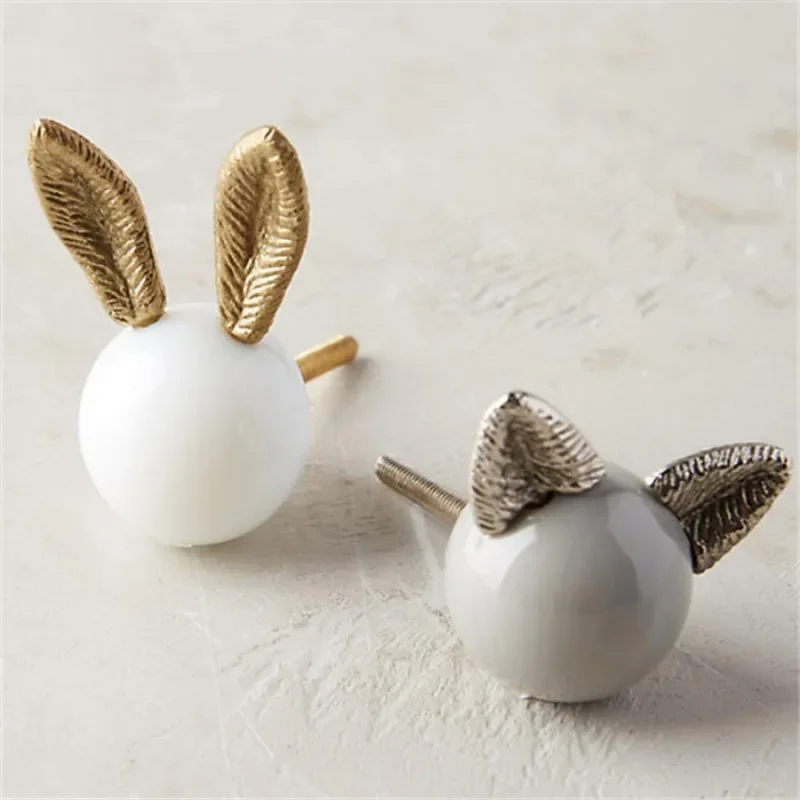 

Spot US purchasing agent Gold Rabbit Silver Fox Ear Cabinet Door Drawer Decoration Handle