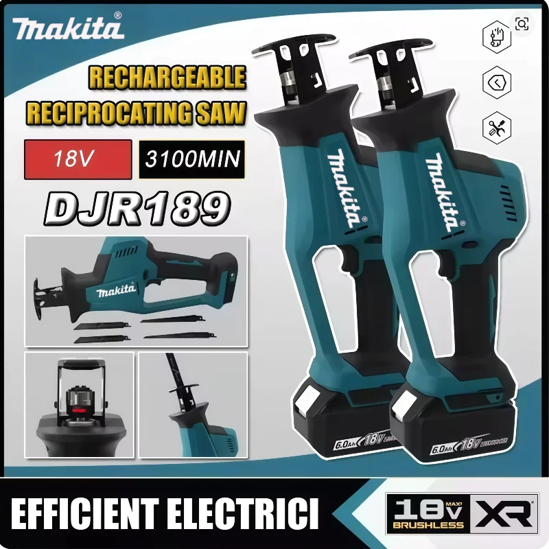 

Makita Cordless Rechargeable Wood Metal Cutting Saw DJR189 Brushless Electric Reciprocating Saw Portable Power Tools