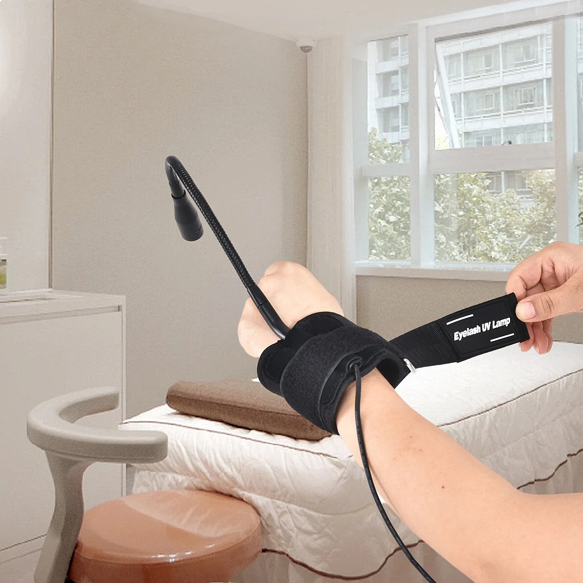 LED UV Foot Pedal Eyelash Lamp Lash Glue Set for Extension Wrist Long Retention