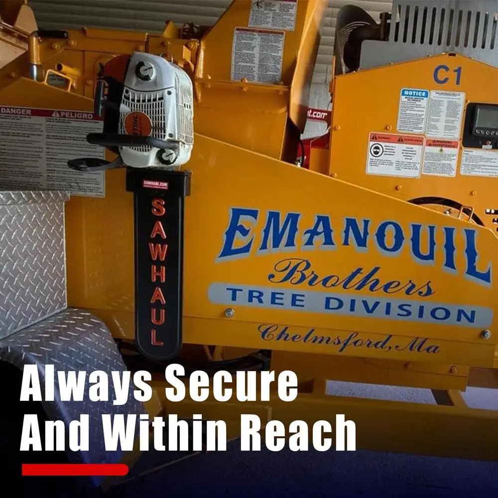 Base con vaina Kit porta motosierra Superficies planas 28 pulgadas Funda azul Soporte de montaje fijo Compatible con todas las motosierras