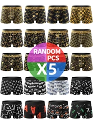 5 Pieces Men's Underwear Comfortable Soft Breathable Healthy Men's Boxer Briefs Panties Random Personality Trend Men's Pantex