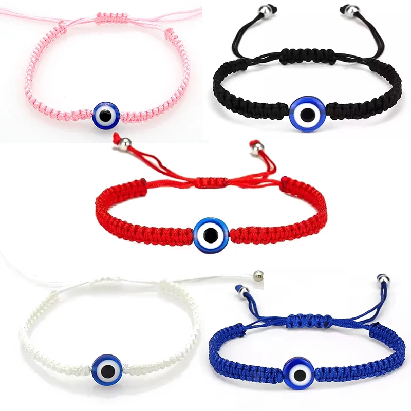 1Pc Simple Turkish Evil Eye Ojo Bracelets for Men Women Eyes Mexican Rope Woven Bracelets Jewelry Trendy Accessories Gift 2024