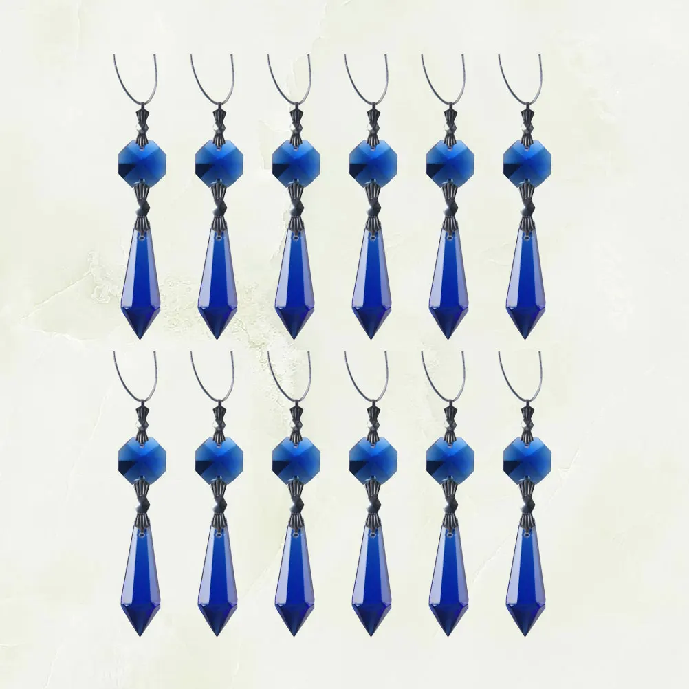 

12 Pcs Crystal Bead Curtain Window Crystals Hanging Beads Charm Decoration Pendants Parts Blue Ornaments