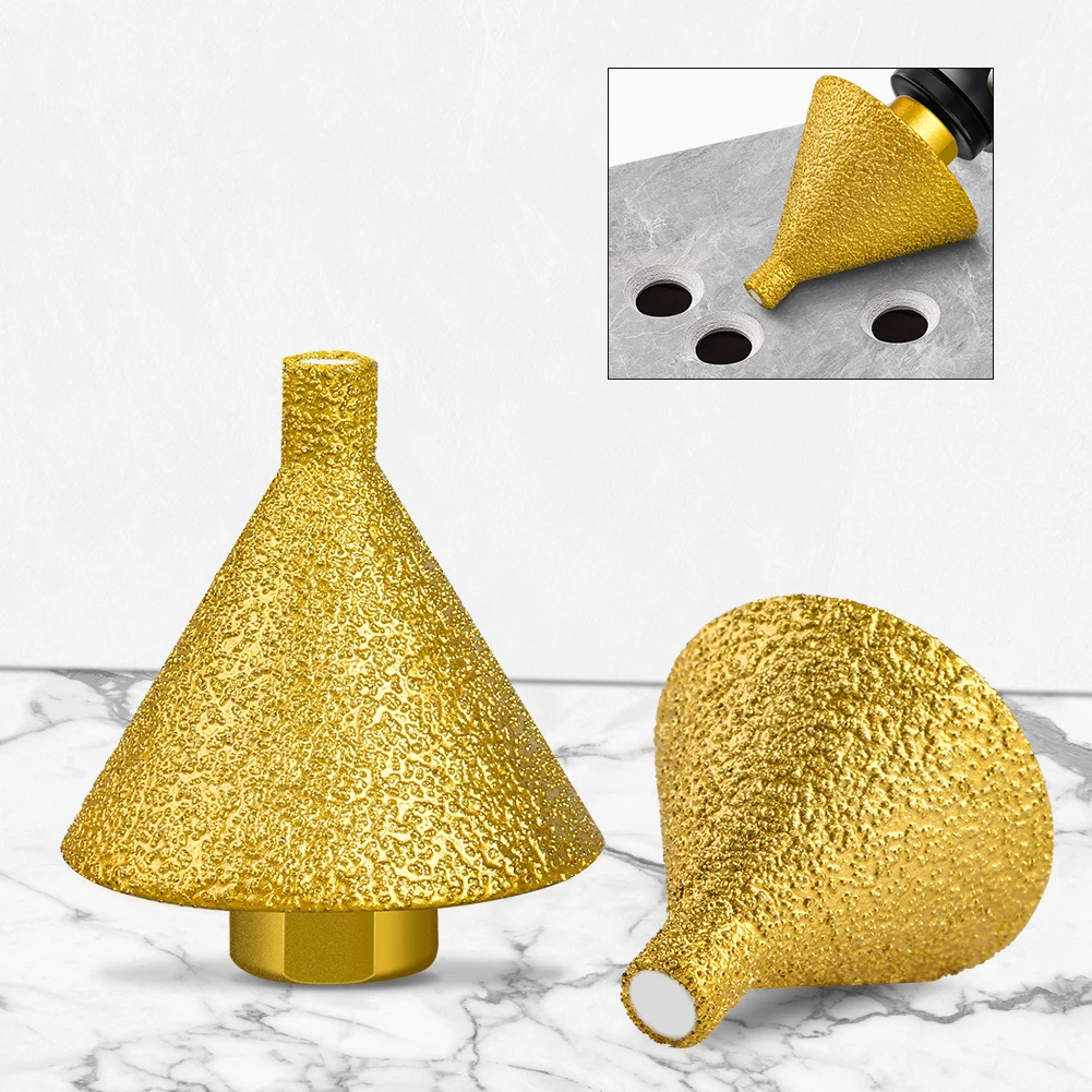 

1PC M10/M14 Thread Diamond Beveling Chamfer Bit 38/50mm Cone Punching Expanding Drill Bit Grinding Wheel Carve Polishing
